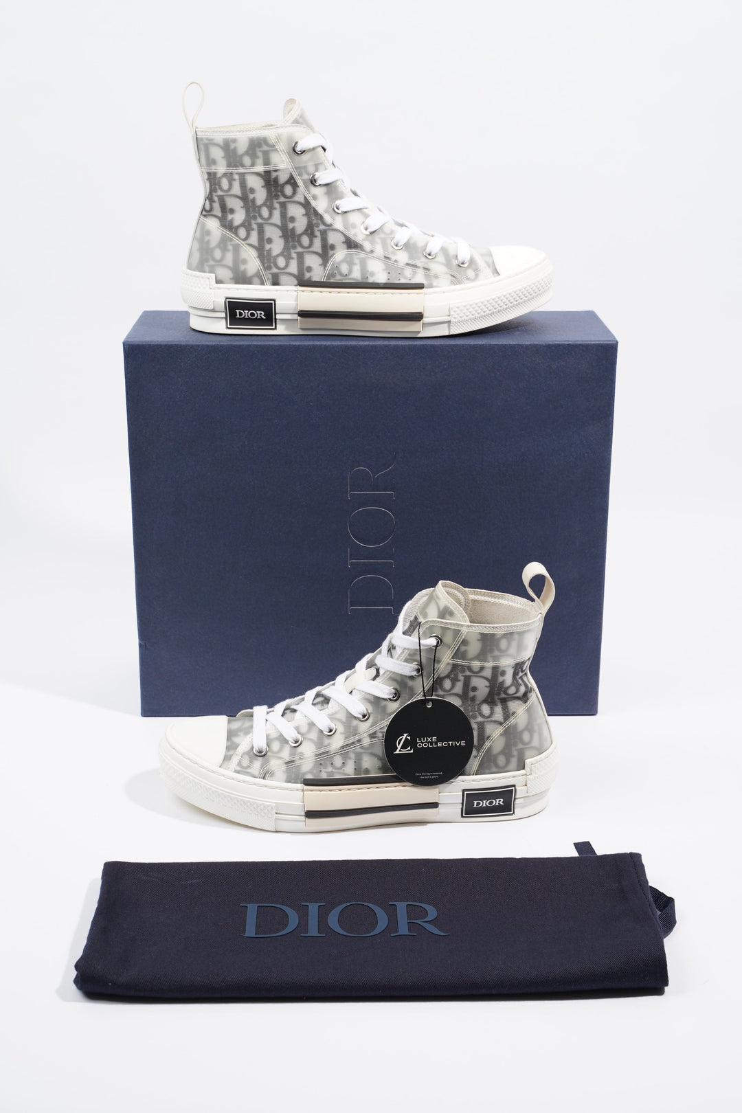 Christian Dior B23 Hightops Grey Oblique / White Canvas EU 39.5 UK 6.5