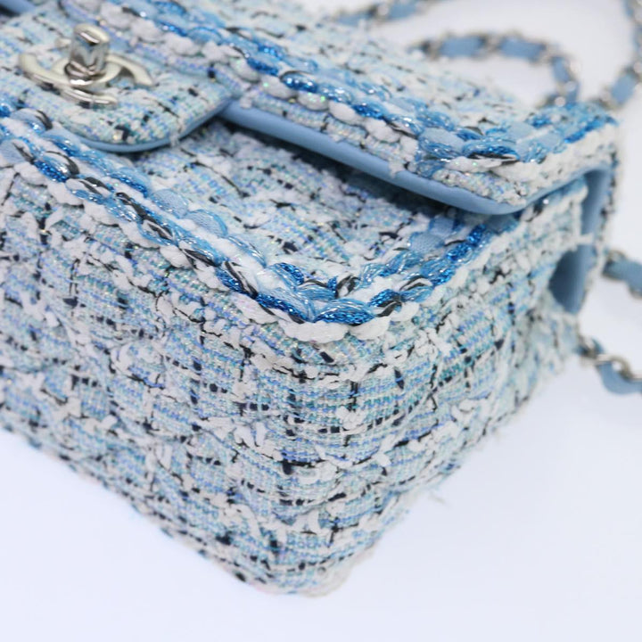 Chanel Chain Shoulder Bag Tweed Blue CC Auth 47496A
