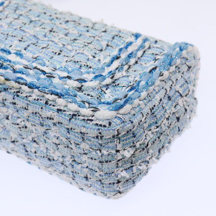 Chanel Chain Shoulder Bag Tweed Blue CC Auth 47496A