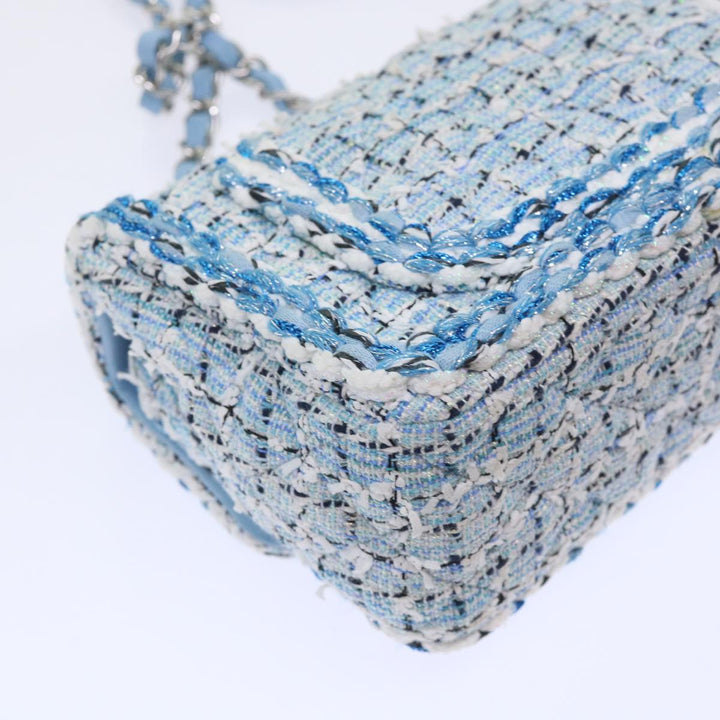 Chanel Chain Shoulder Bag Tweed Blue CC Auth 47496A