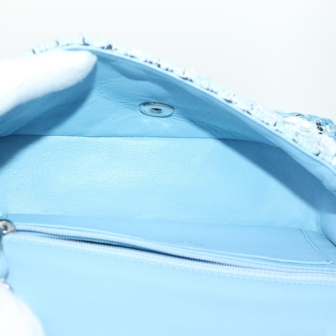 Chanel Chain Shoulder Bag Tweed Blue CC Auth 47496A