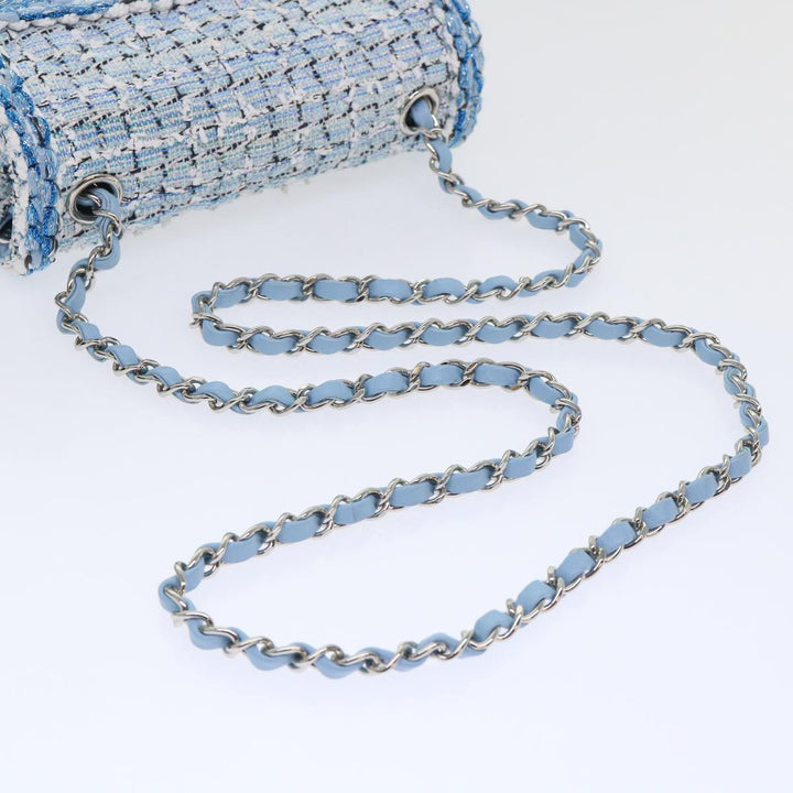 Chanel Chain Shoulder Bag Tweed Blue CC Auth 47496A