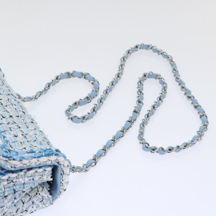 Chanel Chain Shoulder Bag Tweed Blue CC Auth 47496A