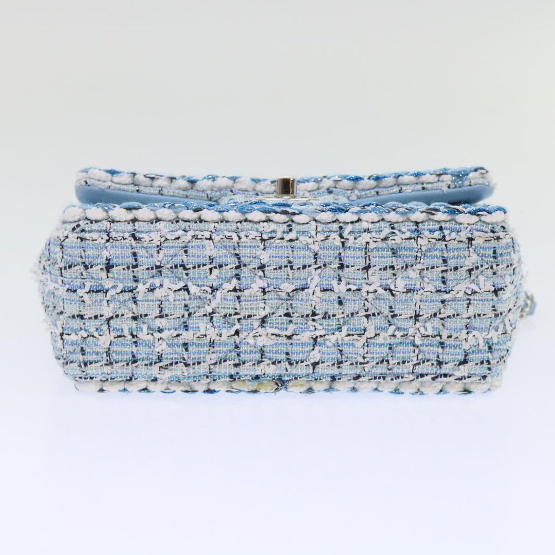 Chanel Chain Shoulder Bag Tweed Blue CC Auth 47496A