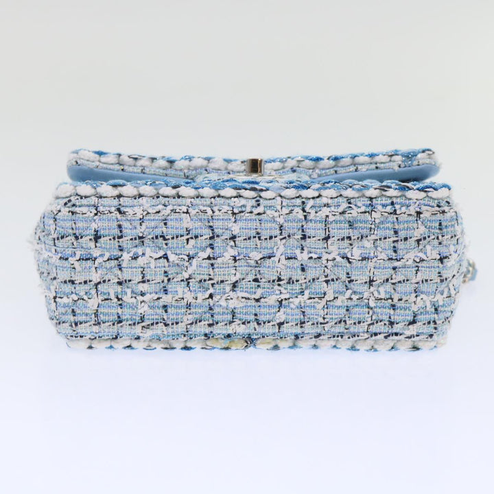 Chanel Chain Shoulder Bag Tweed Blue CC Auth 47496A