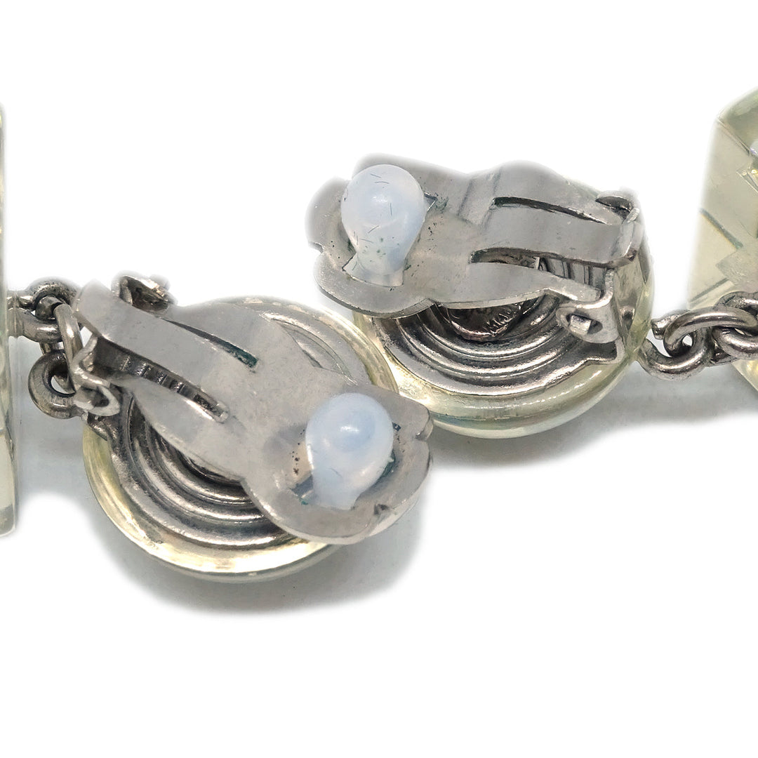 Top Quality Chanel Dangle Cube Earrings Clip-On Silver 97P