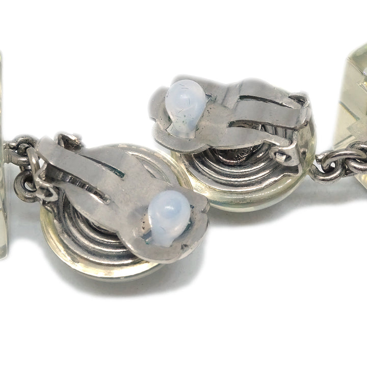 Top Quality Chanel Dangle Cube Earrings Clip-On Silver 97P