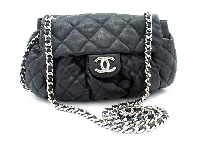 Top Quality Chanel Chain Around Shoulder Bag Crossbody Black Calfskin Leather