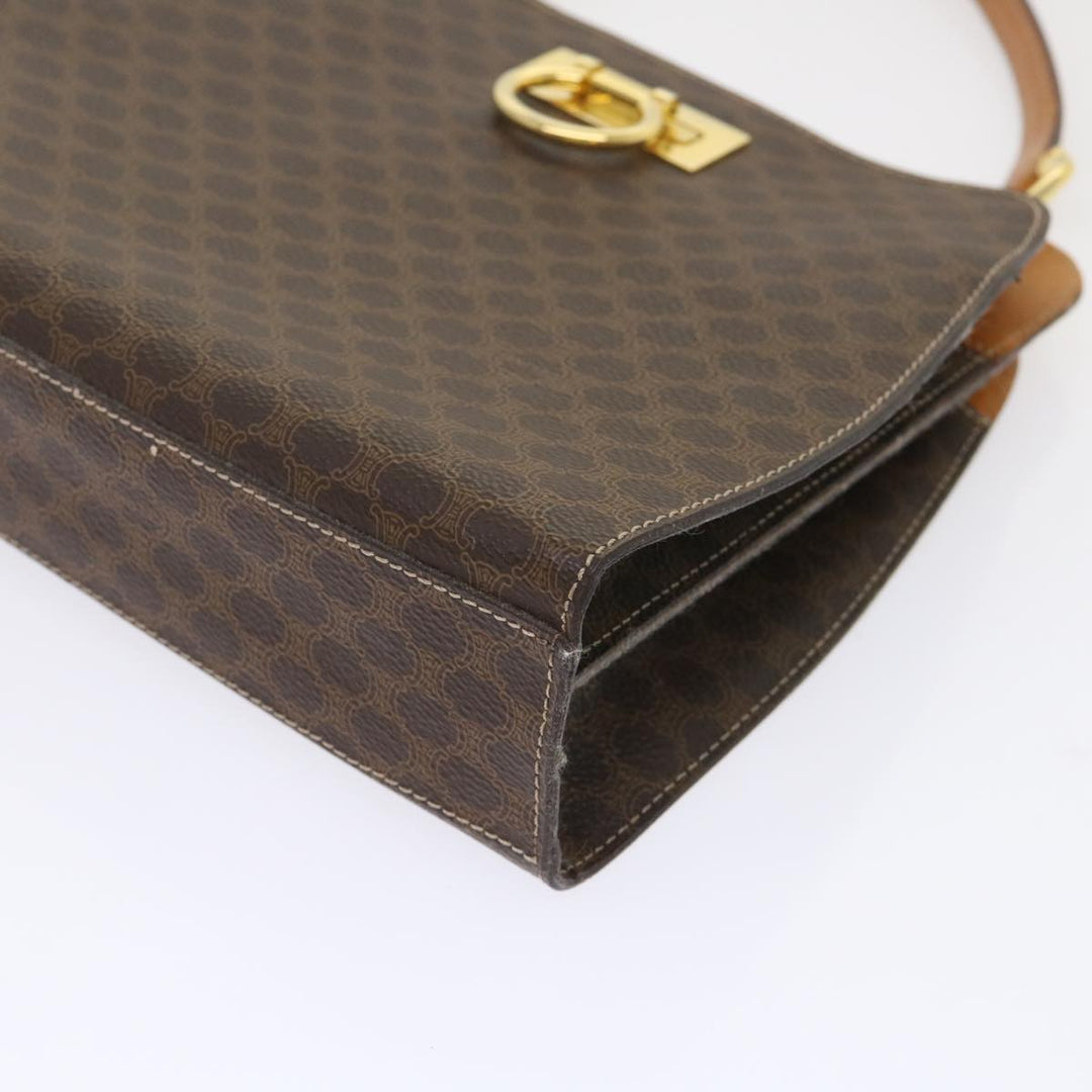 Celine Macadam Canvas Hand Bag PVC Leather Brown Auth 47659