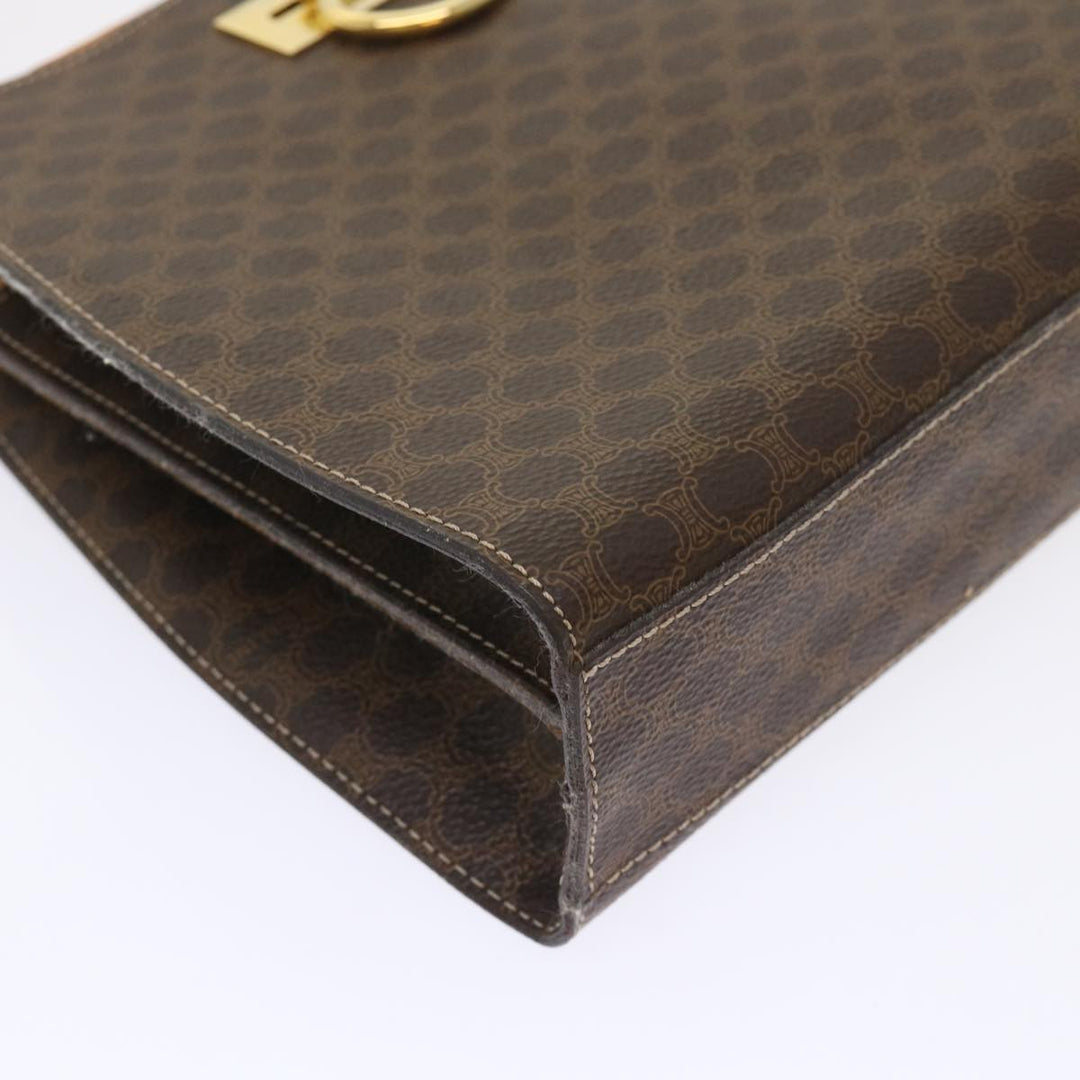 Celine Macadam Canvas Hand Bag PVC Leather Brown Auth 47659