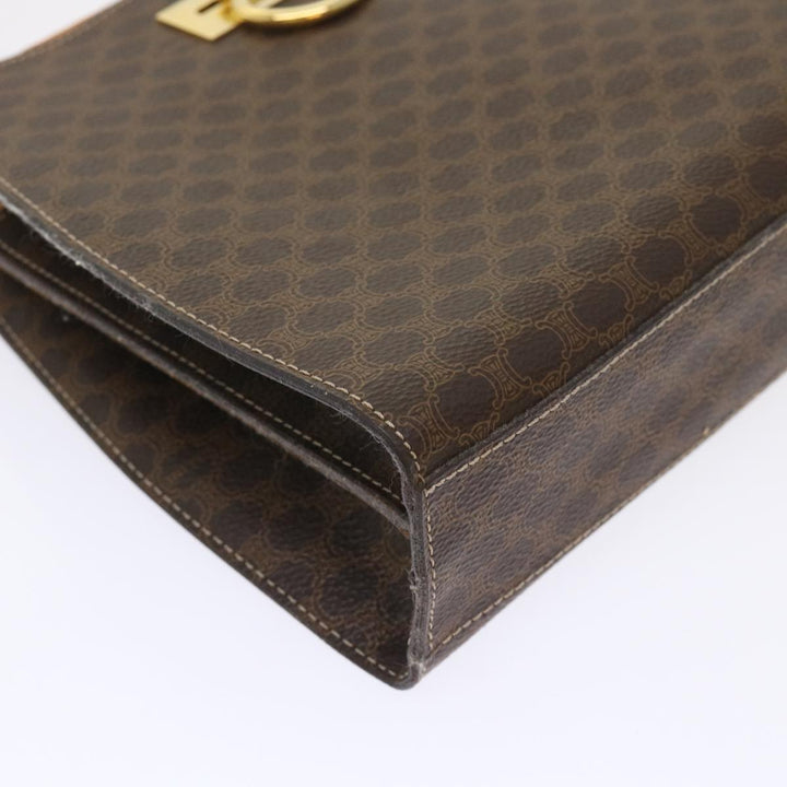 Celine Macadam Canvas Hand Bag PVC Leather Brown Auth 47659