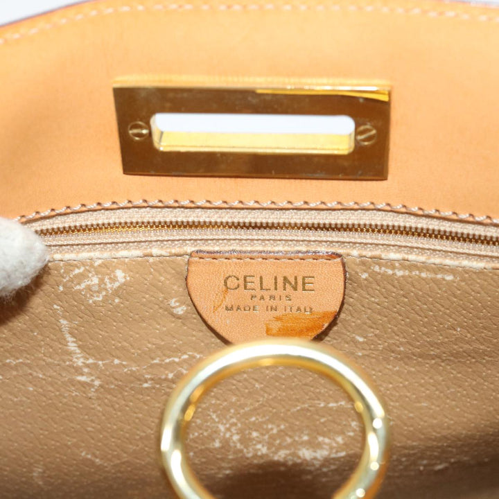 Celine Macadam Canvas Hand Bag PVC Leather Brown Auth 47659