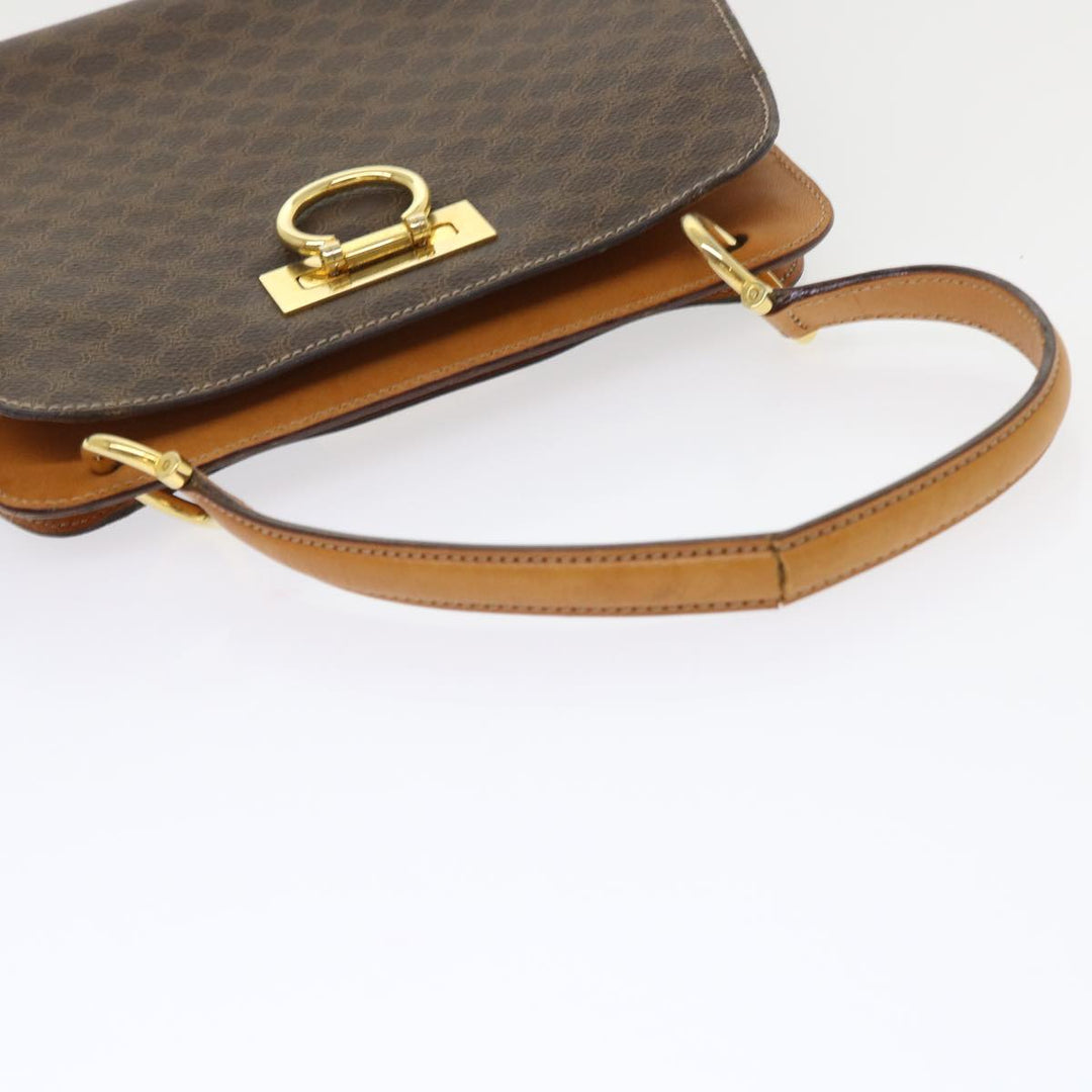 Celine Macadam Canvas Hand Bag PVC Leather Brown Auth 47659