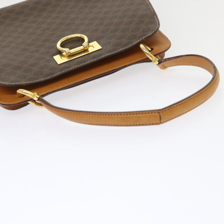 Celine Macadam Canvas Hand Bag PVC Leather Brown Auth 47659