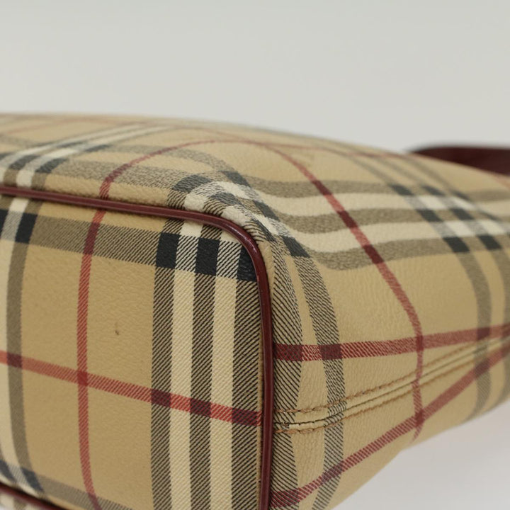 Burberry Nova Check Hand Bag PVC Leather Beige Auth 47676