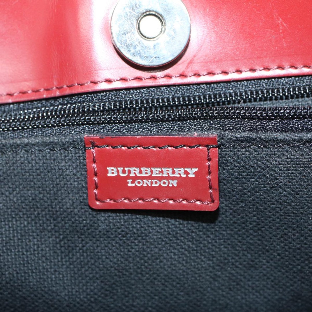 Burberry Nova Check Hand Bag PVC Leather Beige Auth 47676
