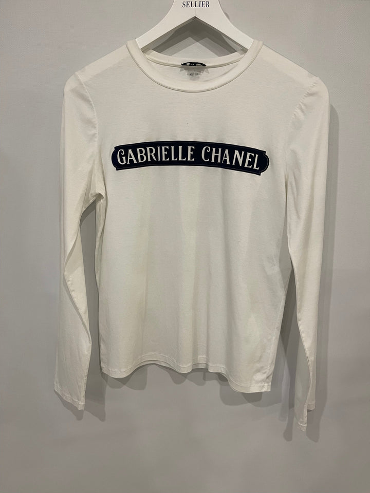 Top Quality Chanel White Short Sleeve Top with Gabrielle Top Quality Chanel Logo Size FR 38 (UK 10)