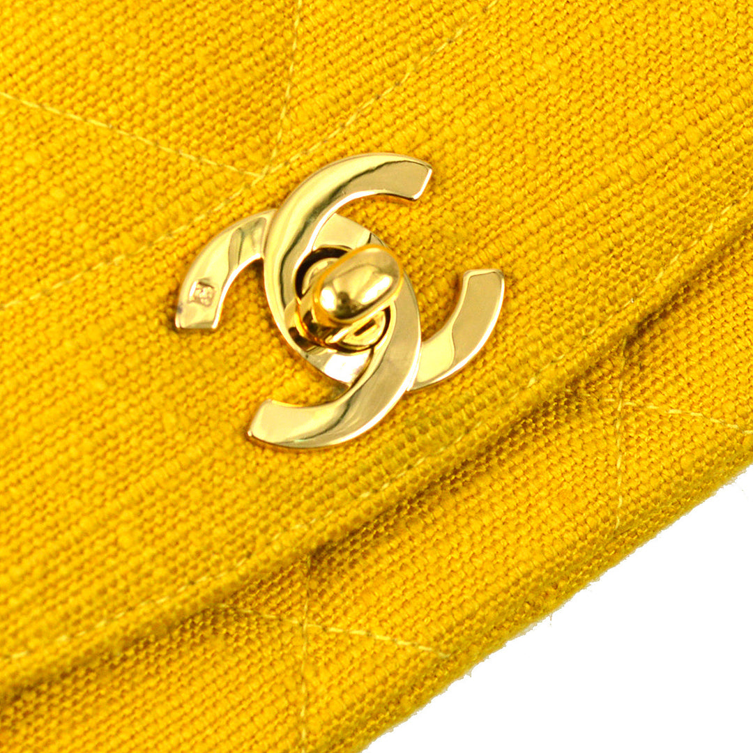Top Quality Chanel * 1991-1994 Diana Small Yellow Linen