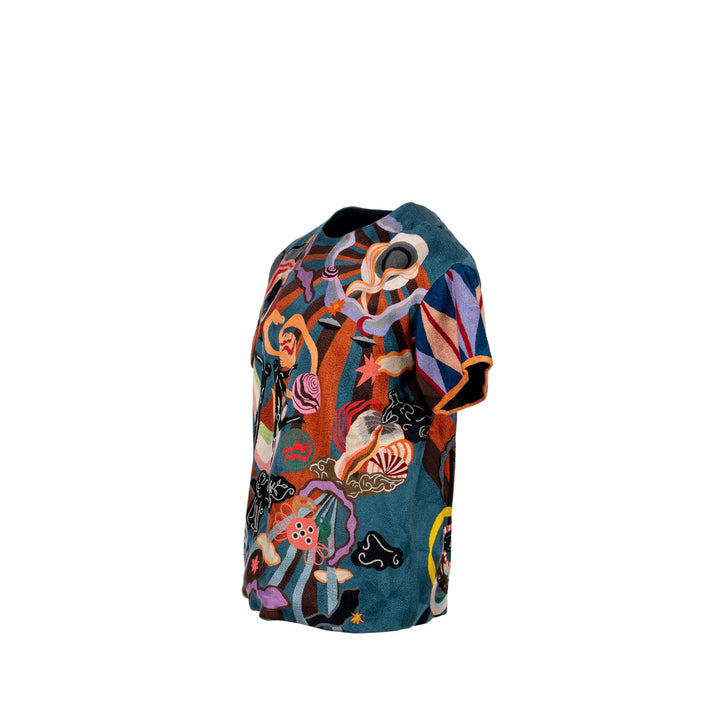 Top quality Dior Size 36 Artist Embroidery BloNew T-shirt Cotton Multicolour