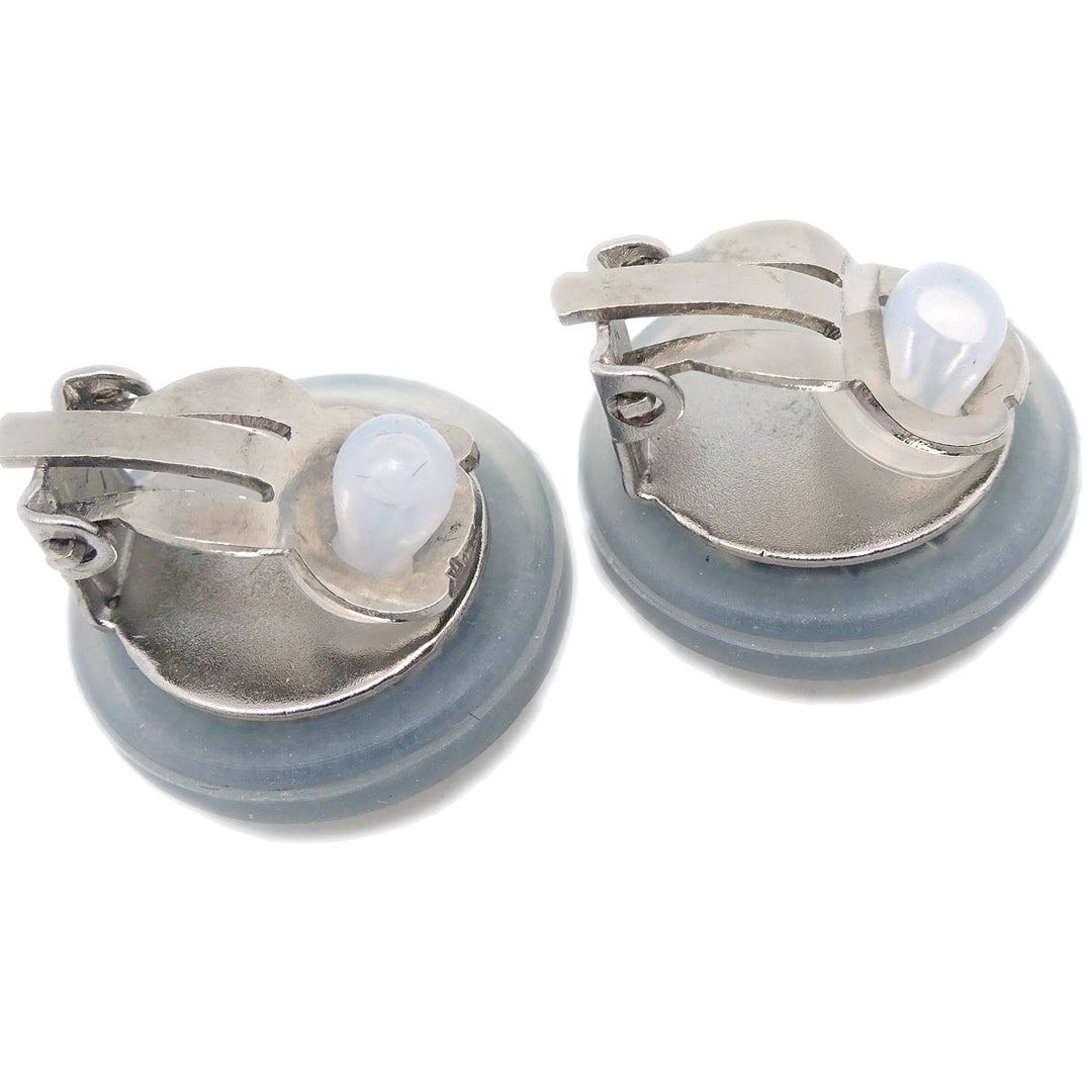Top Quality Chanel Button Earrings Clip-On Gray 99S
