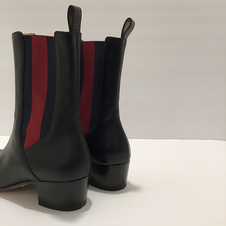Gucci Black Booties w/Navy & Red Stripe Sz 37 (7)