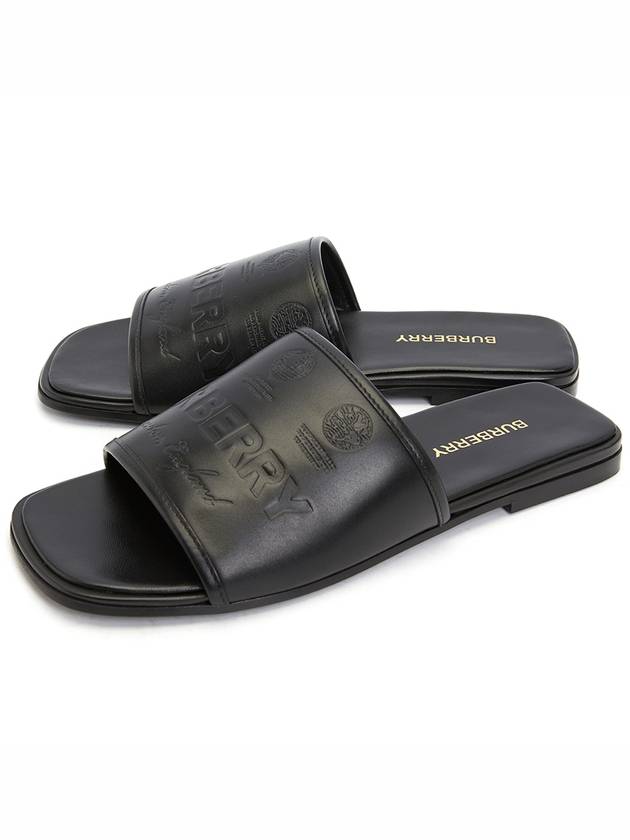 Burberry Carolyn Leather Slippers Black