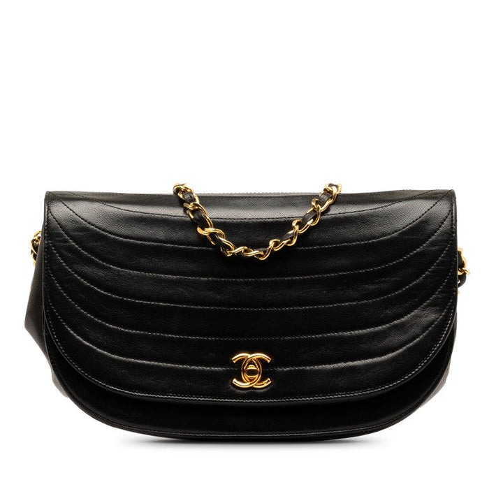 Top Quality Chanel Coco Half Moon Chain Shoulder Bag Black   Chanel