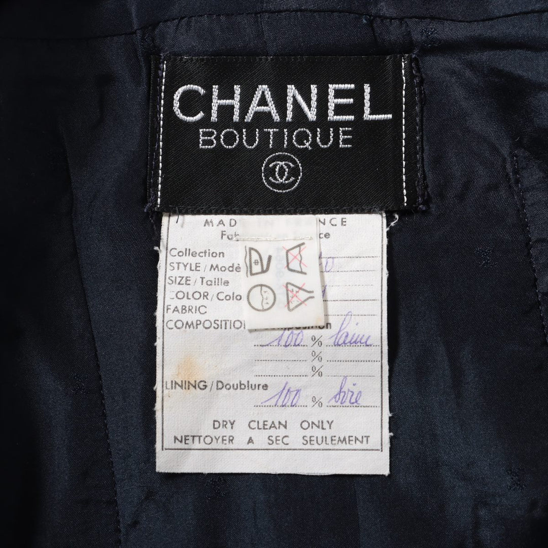 Top Quality Chanel Coconut Button Vintage Wool Setup 34  Navy x Red 20370 Wicker G Button