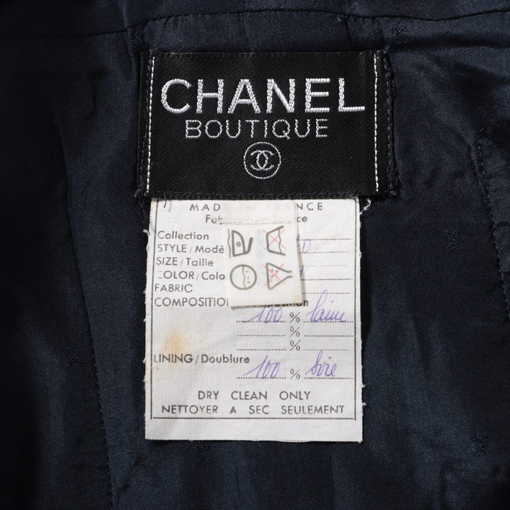 Top Quality Chanel Coconut Button Vintage Wool Setup 34  Navy x Red 20370 Wicker G Button