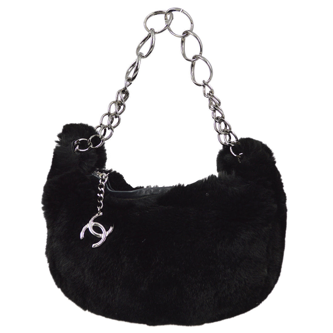 Top Quality Chanel Black Fur Chain Handbag