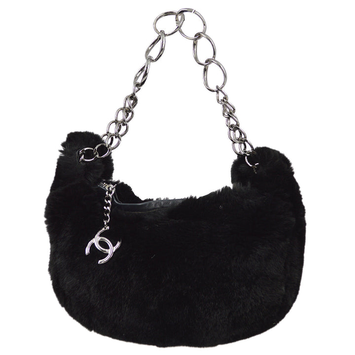 Top Quality Chanel Black Fur Chain Handbag