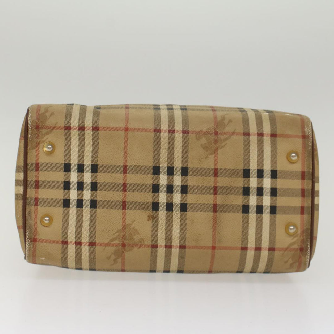 BurberrySs Nova Check Hand Bag PVC Leather Beige Brown Auth 48027