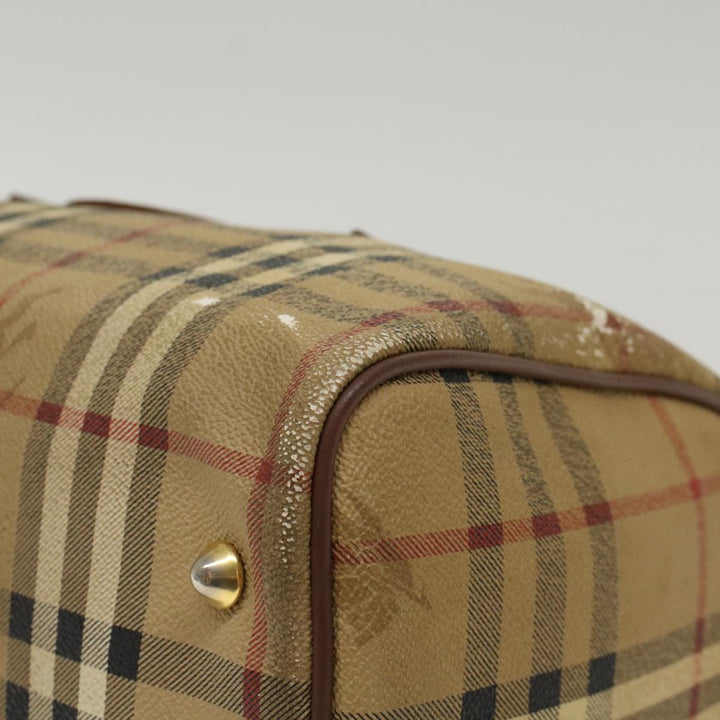 BurberrySs Nova Check Hand Bag PVC Leather Beige Brown Auth 48027