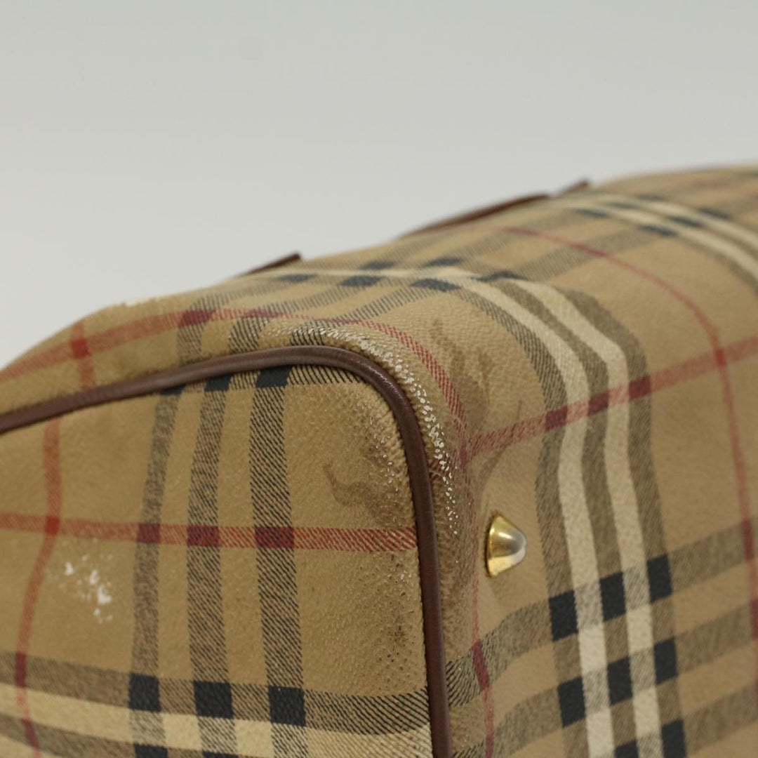 BurberrySs Nova Check Hand Bag PVC Leather Beige Brown Auth 48027