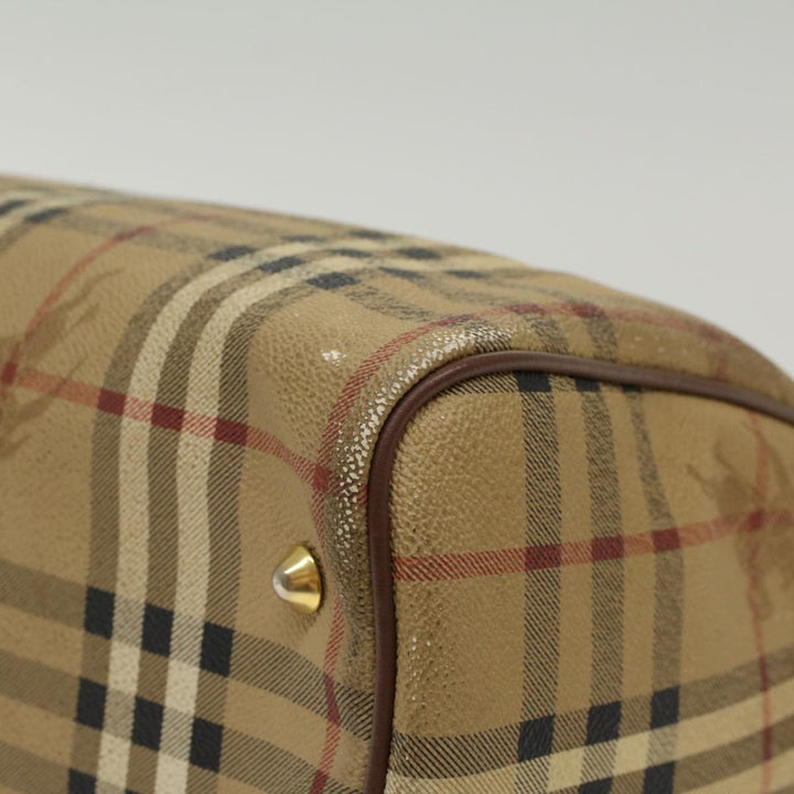 BurberrySs Nova Check Hand Bag PVC Leather Beige Brown Auth 48027