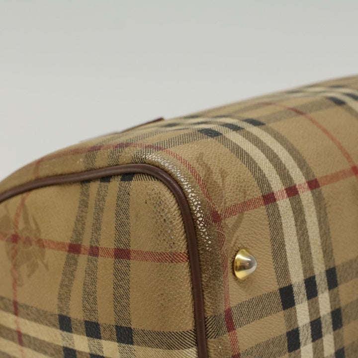 BurberrySs Nova Check Hand Bag PVC Leather Beige Brown Auth 48027