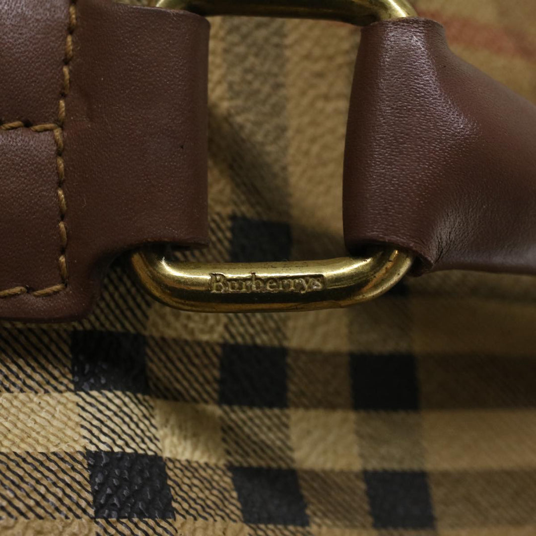 BurberrySs Nova Check Hand Bag PVC Leather Beige Brown Auth 48027
