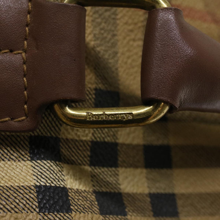 BurberrySs Nova Check Hand Bag PVC Leather Beige Brown Auth 48027