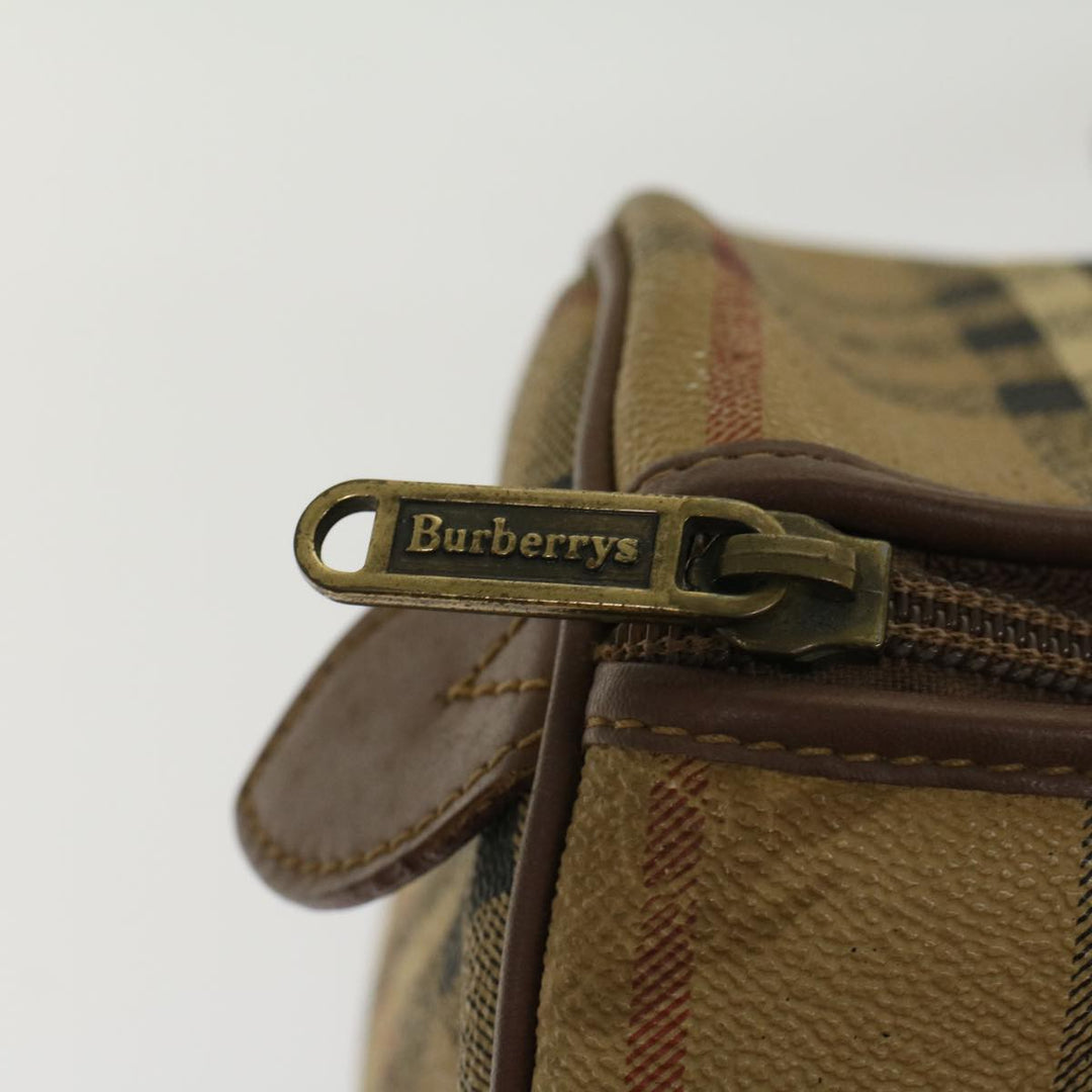 BurberrySs Nova Check Hand Bag PVC Leather Beige Brown Auth 48027