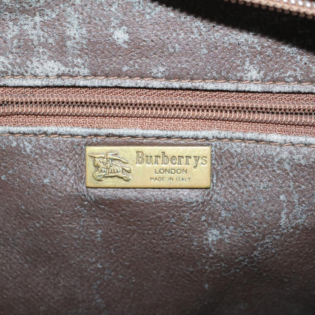 BurberrySs Nova Check Hand Bag PVC Leather Beige Brown Auth 48027