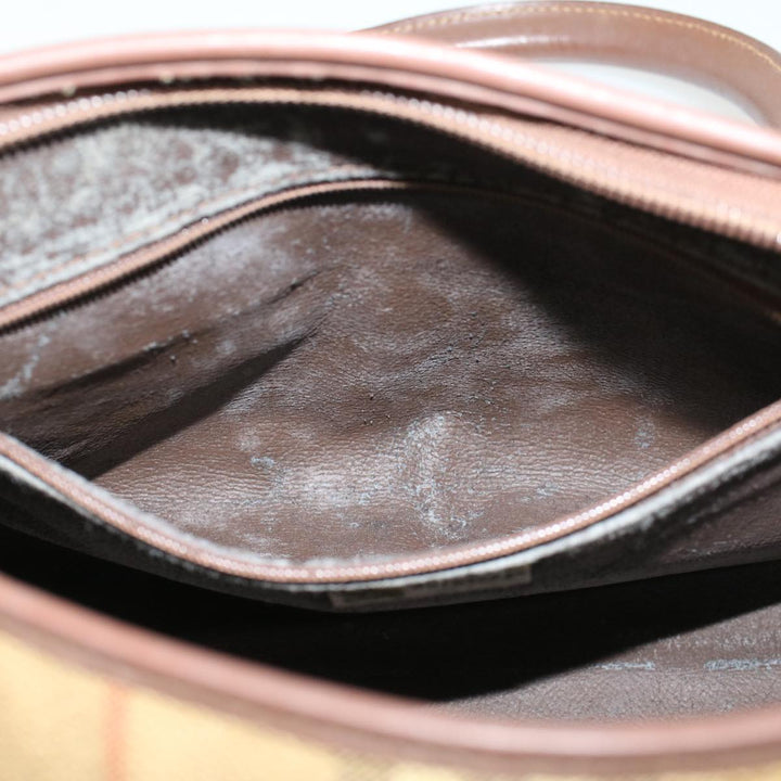 BurberrySs Nova Check Hand Bag PVC Leather Beige Brown Auth 48027