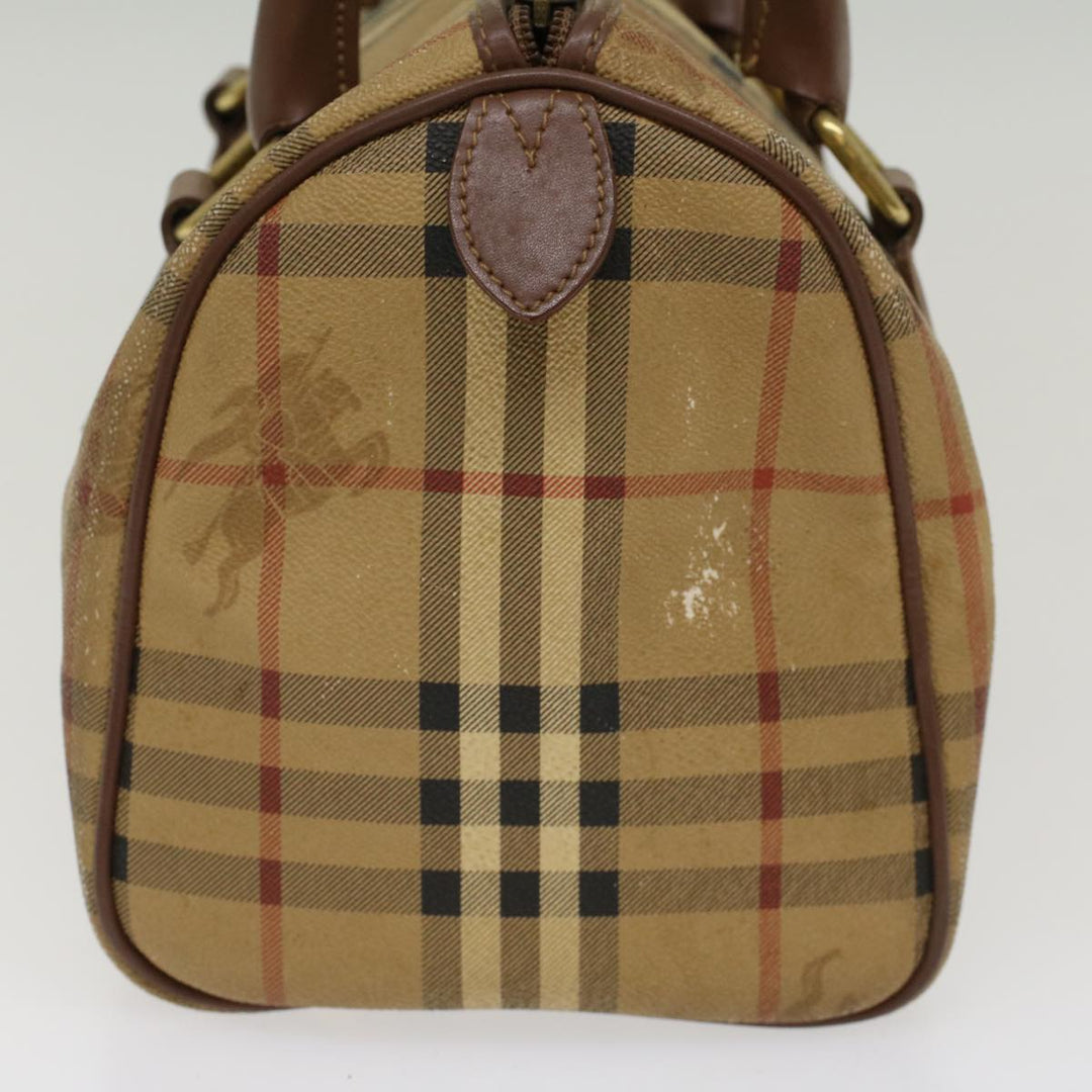 BurberrySs Nova Check Hand Bag PVC Leather Beige Brown Auth 48027