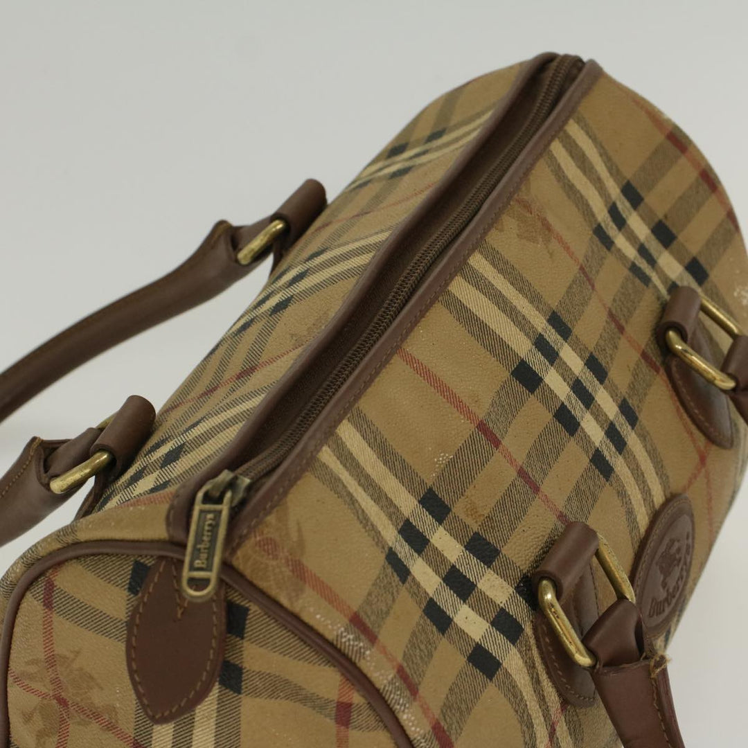 BurberrySs Nova Check Hand Bag PVC Leather Beige Brown Auth 48027