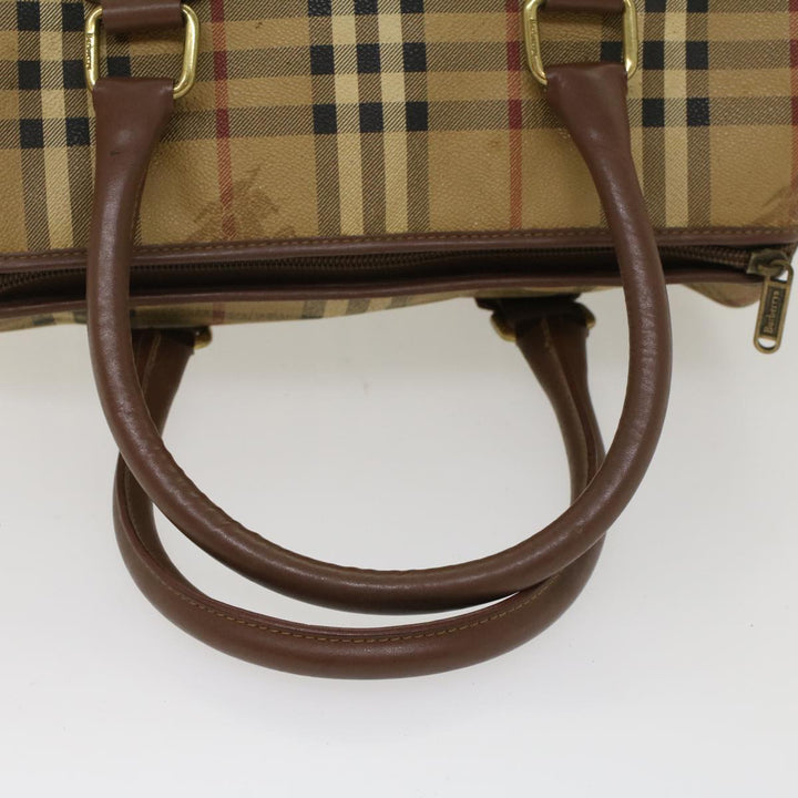 BurberrySs Nova Check Hand Bag PVC Leather Beige Brown Auth 48027