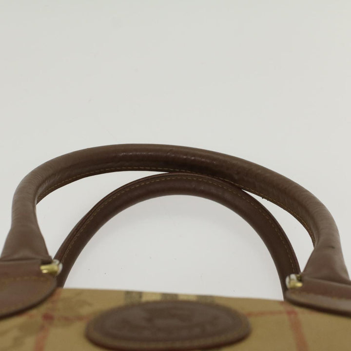 BurberrySs Nova Check Hand Bag PVC Leather Beige Brown Auth 48027