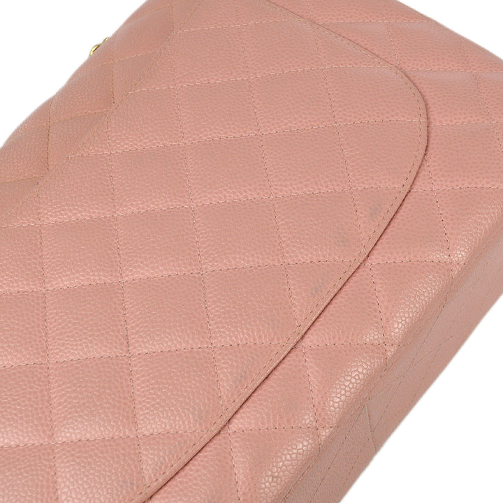 Top Quality Chanel 2003-2004 Pink Caviar Jumbo Classic Flap Shoulder Bag