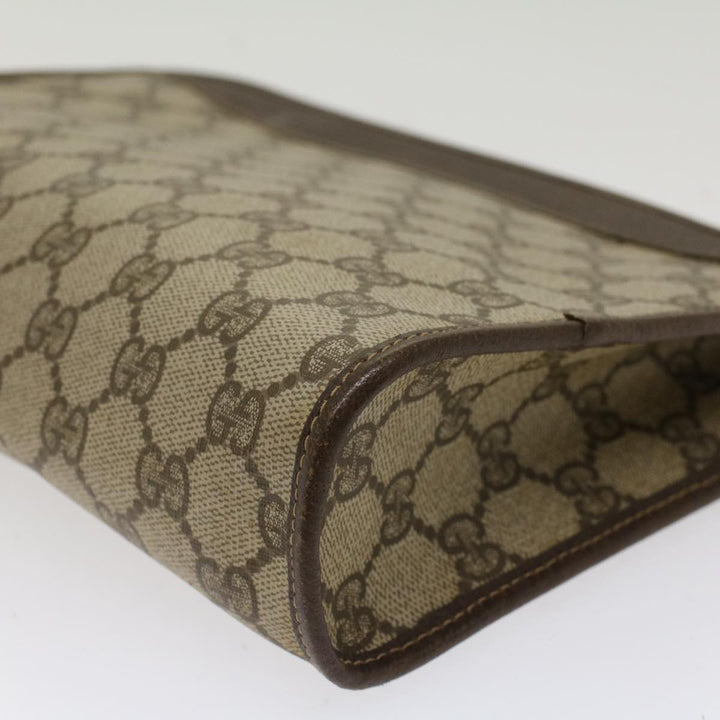 GUCCI GG Canvas Clutch Bag PVC Leather Beige 97.01.037  48147