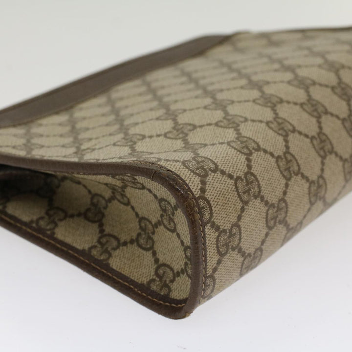 GUCCI GG Canvas Clutch Bag PVC Leather Beige 97.01.037  48147