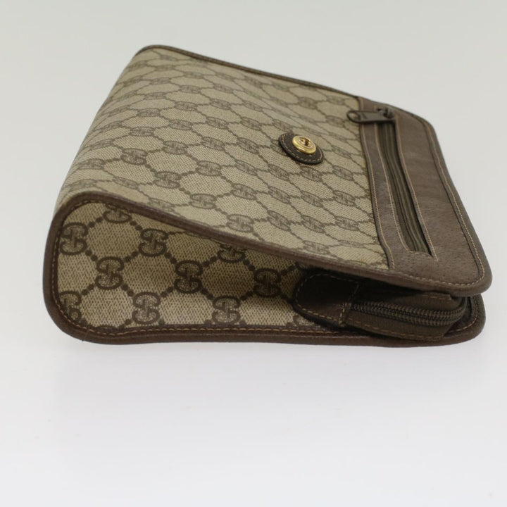 GUCCI GG Canvas Clutch Bag PVC Leather Beige 97.01.037  48147