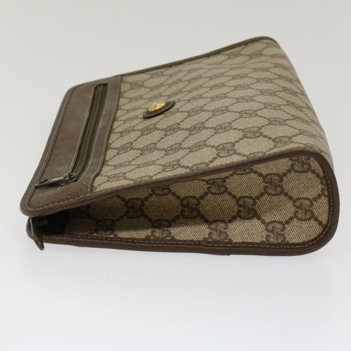 GUCCI GG Canvas Clutch Bag PVC Leather Beige 97.01.037  48147